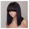 Wig with Bangs Burgundy Red Wig Human Hair No Lace Glueless Short Straight Wig