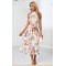 Ruffle Floral Print Halter High Neck Vacation A-line Satin Asymmetrical Midi Dresses