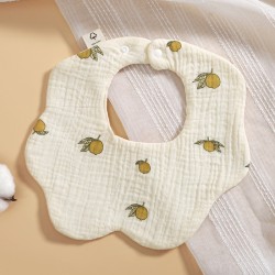 6 Layers Cotton Gauze Flower Shape Bib Saliva Towel 360 Degree Baby Bib Cute Print Newborn Infant Feeding Bibs for Baby