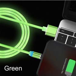 Detachable Connect Round Plugs Led Lighting Charger Cable Data Flowing LED Light Fast Charge Cable For IOS Android Type-C