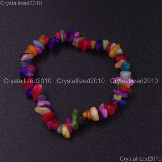 Handmade 5-8mm Mixed Natural Gemstone Chip Beads Stretchy Bracelet Healing Reiki
