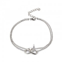 Silver Multi Layer Infinity Love Heart Initial Letter Chain Bridesmaid Bracelet
