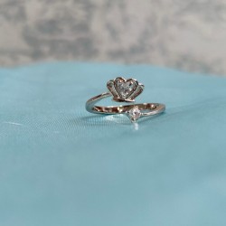 0.80 Ct Heart Cut Cubic Zirconia Crown Toe Ring 925 Sterling Silver *3