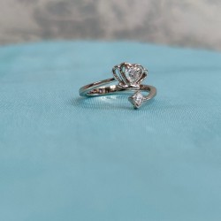 0.80 Ct Heart Cut Cubic Zirconia Crown Toe Ring 925 Sterling Silver *3