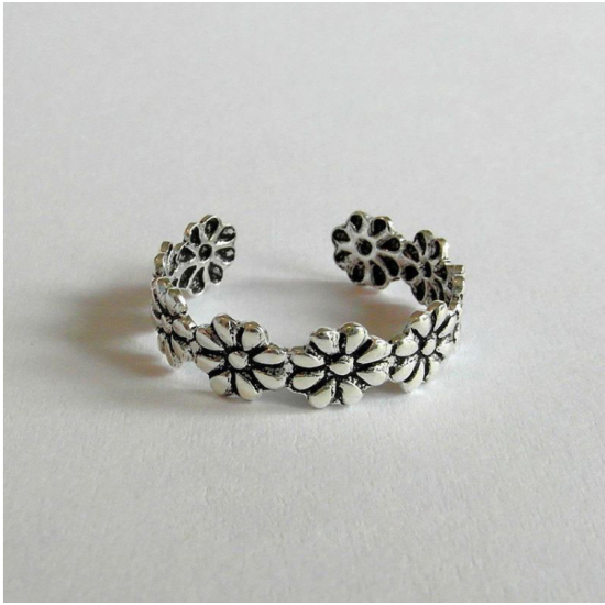 Womens Toe Rings 925 Sterling Silver Finger Band Planted Adjustable Solid Gift