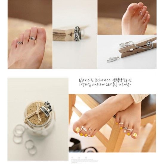 Womens Toe Rings 925 Sterling Silver Finger Band Planted Adjustable Solid Gift