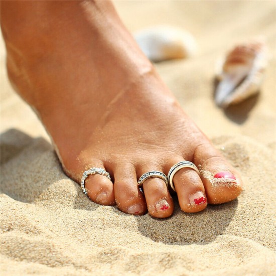Womens Toe Rings 925 Sterling Silver Finger Band Planted Adjustable Solid Gift