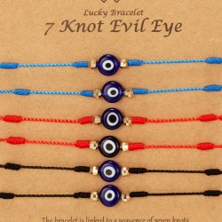 6 Pcs Set Evil Eye Nazar Bracelet Kabbalah Amulet 7 Knots Lucky Protection Uk